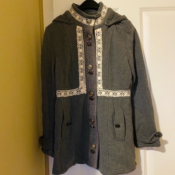 Lace Knitted Dove Hooded Jacket - Picture 1 of 6